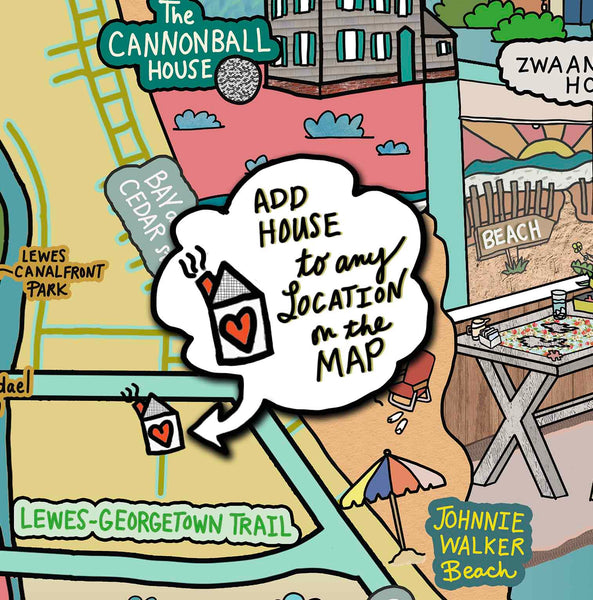 Map of Lewes, Delaware (customization and framing options available)