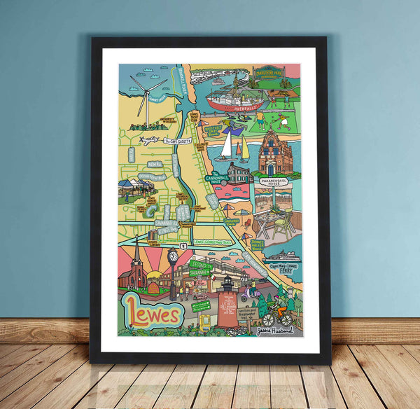 Map of Lewes, Delaware (customization and framing options available)