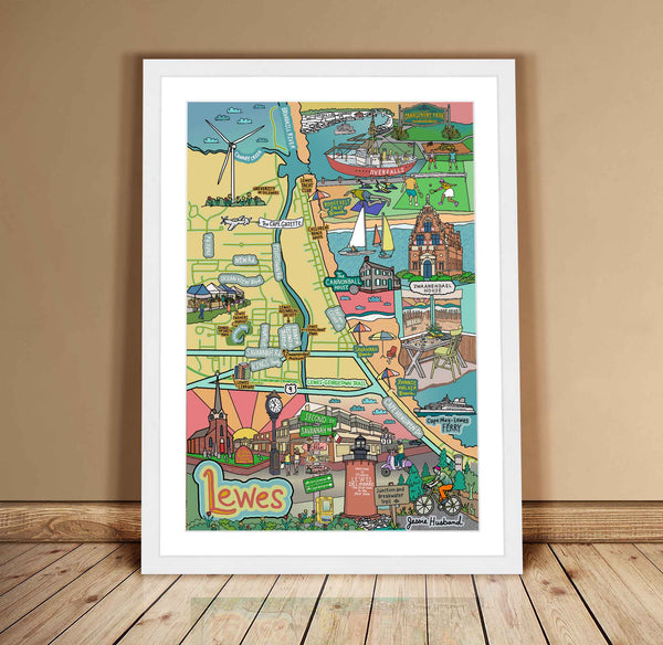 Map of Lewes, Delaware (customization and framing options available)