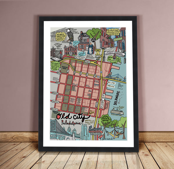 Map of Old City, Philadelphia (customization and framing options available) - Jessie husband