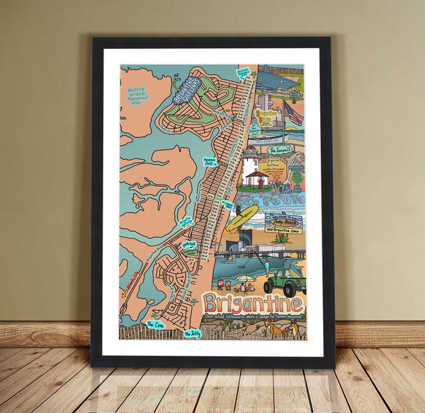 Map of Brigantine, New Jersey (customization and framing options available)