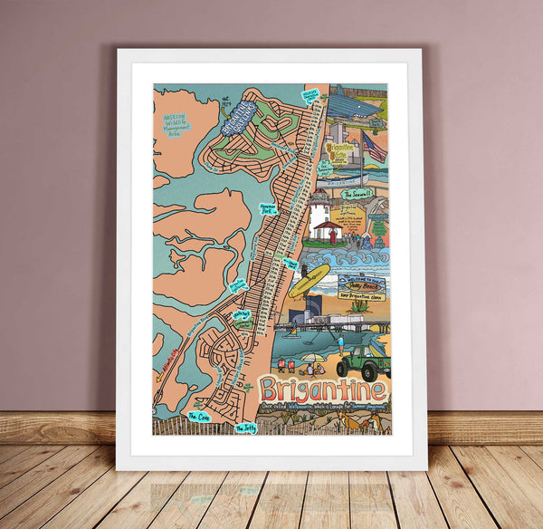 Map of Brigantine, New Jersey (customization and framing options available)