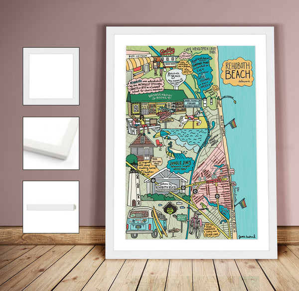 Map of Rehoboth Beach, Delaware (customization and framing options available) - Jessie husband