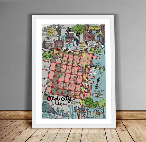 Map of Old City, Philadelphia (customization and framing options available) - Jessie husband