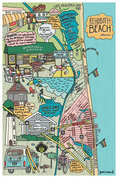 Map of Rehoboth Beach Cotton Large Tote Bag - Jessie husband