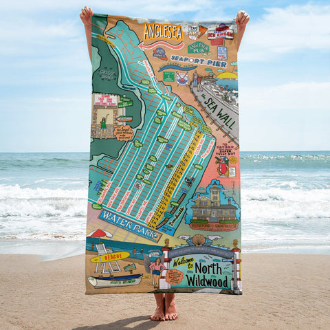 Map of North Wildwood Beach Towel - Jessie husband
