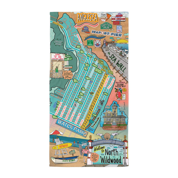 Map of North Wildwood Beach Towel - Jessie husband