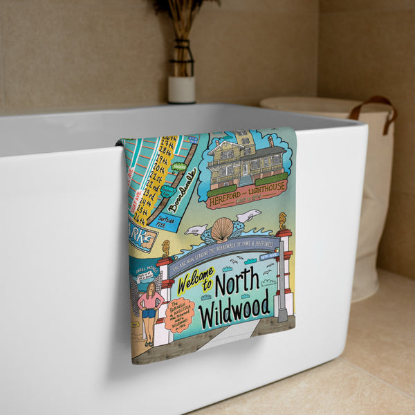 Map of North Wildwood Beach Towel - Jessie husband